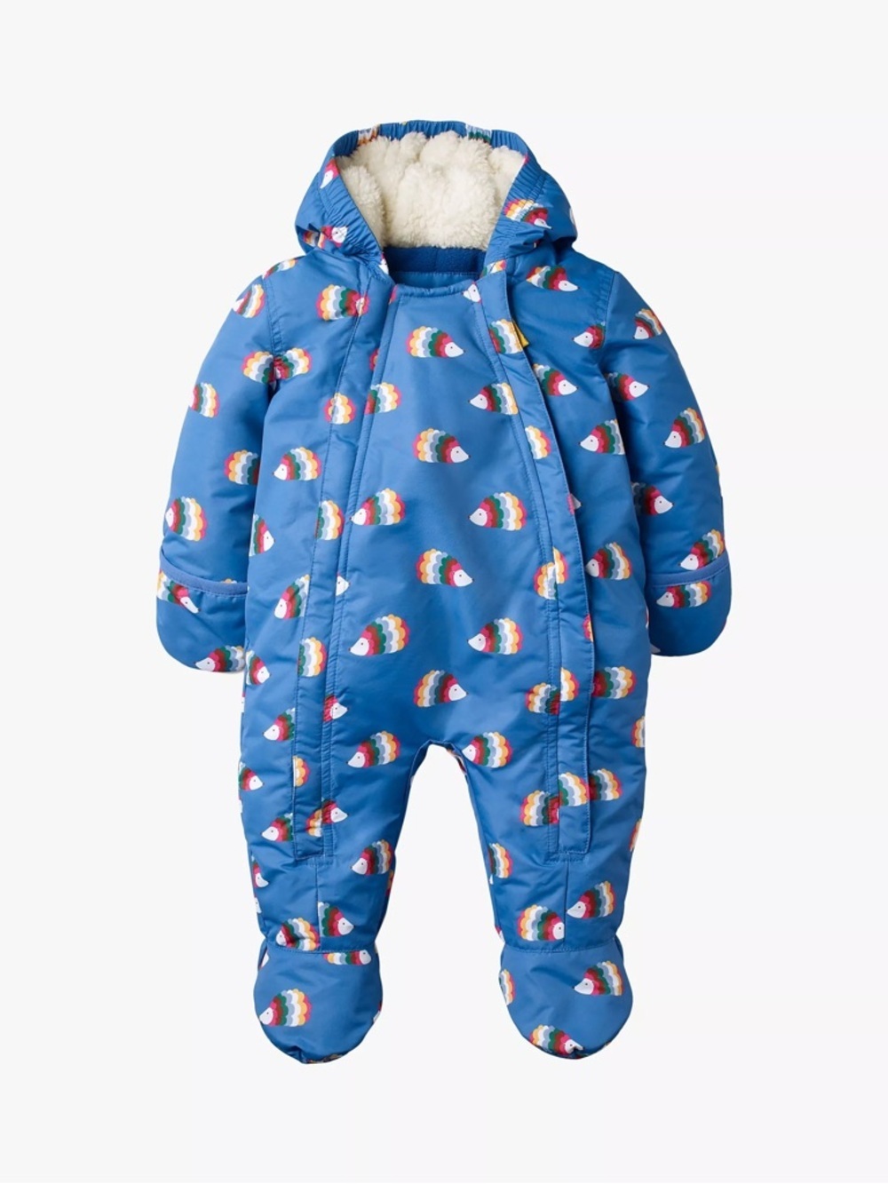EUC 3-6 Months Mini Boden Baby Waterproof Rainbow Hedgehog One-Piece Snowsuit